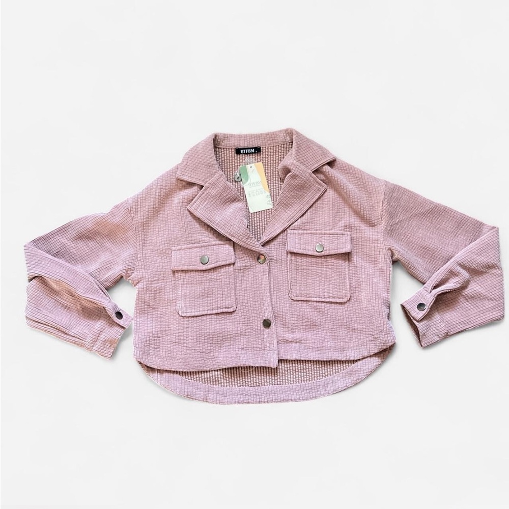 Amazon Women's Pink Cropped Shacket